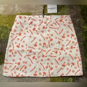 NWT Dolls Kill Holiday Print Cotton Denim Skirt size 6/S